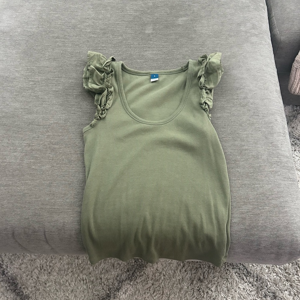 Green Ruffle Sleeve Top